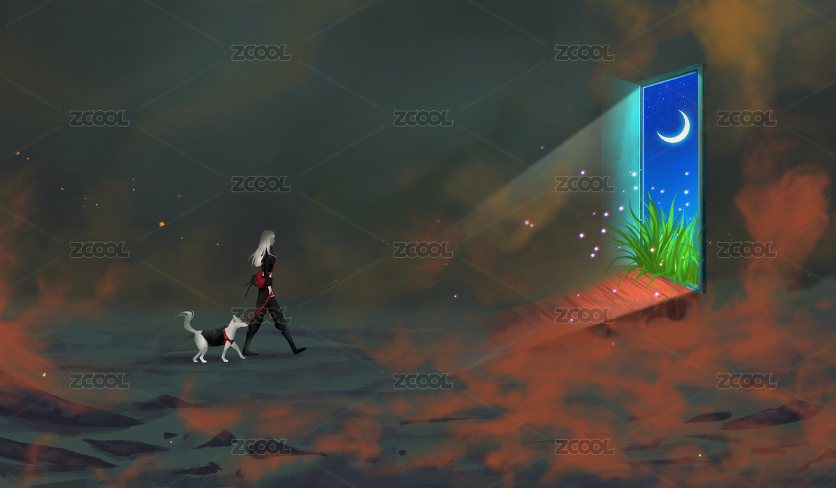 少女站在通往另一個(gè)世界的門前（主預(yù)覽-2763610） - 未分類 - 站酷設(shè)計(jì)師早蘇oliver原創(chuàng)素材 - 站酷ZCOOL