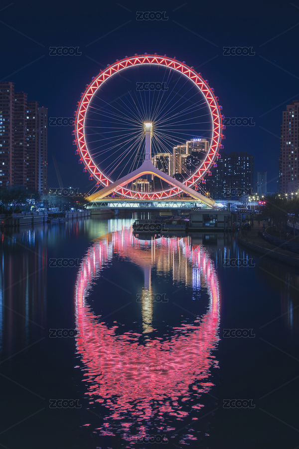 中國天津市海河夜色風(fēng)光（主預(yù)覽-12546850） - 未分類 - 站酷設(shè)計師鈥999原創(chuàng)素材 - 站酷ZCOOL