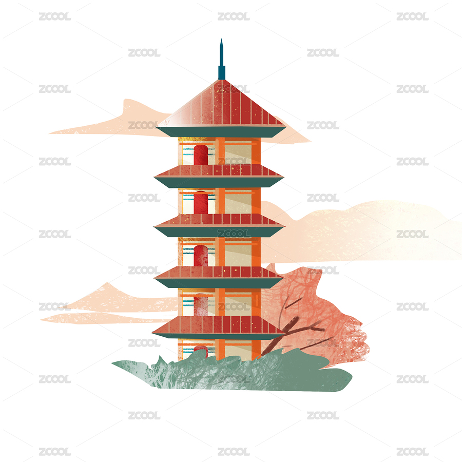 卡通手绘世界建筑日楼阁插画（主预览-6683085） - 未分类 - 站酷设计师安147123原创素材 - 站酷ZCOOL