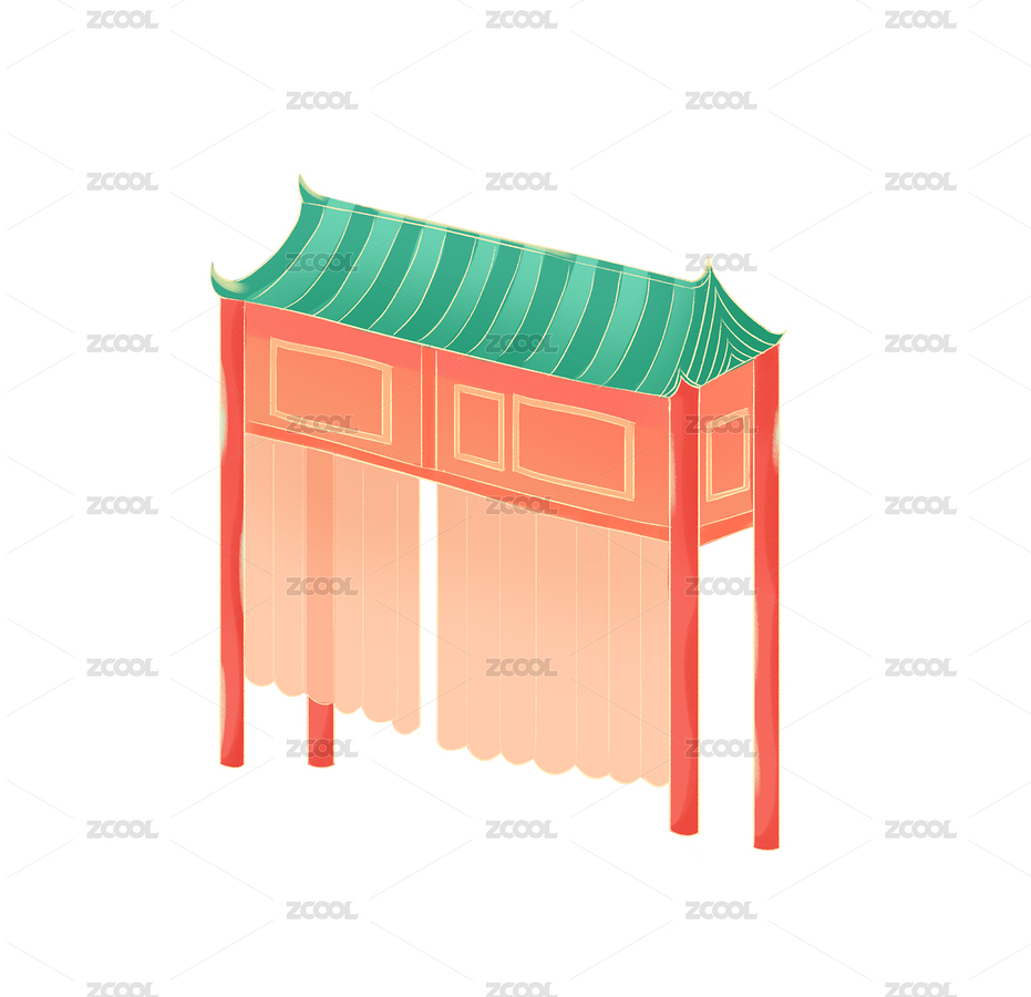 中式傳統(tǒng)門樓插畫（主預覽-12261833） - 未分類 - 站酷設計師尋夢插畫原創(chuàng)素材 - 站酷ZCOOL