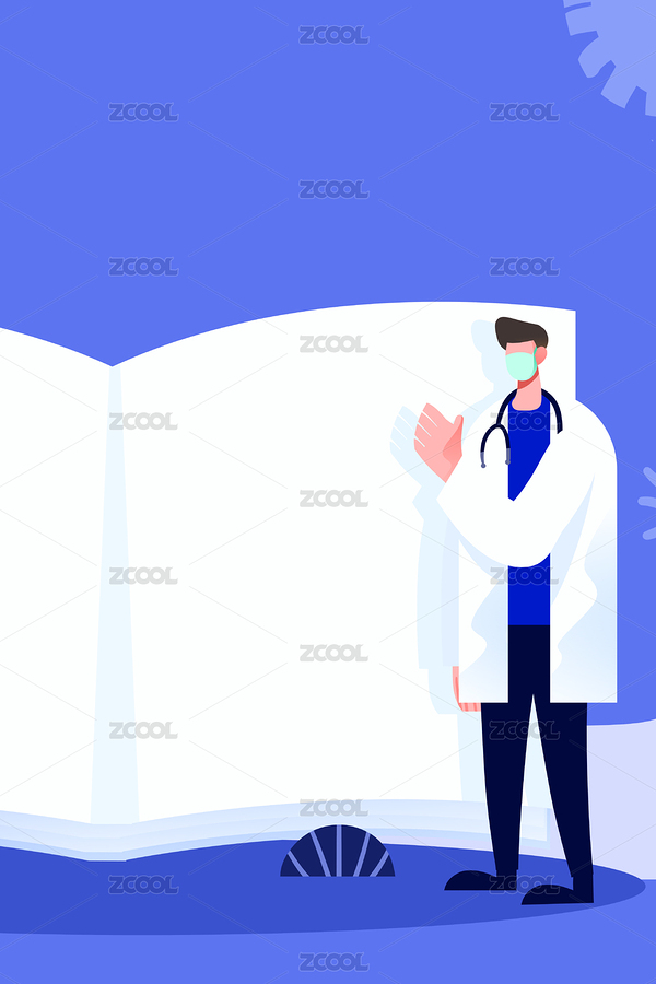 卡通手繪戴口罩醫(yī)生解說介紹插畫（主預覽-4561672） - 未分類 - 站酷設計師華仔DAOHUA原創(chuàng)素材 - 站酷ZCOOL