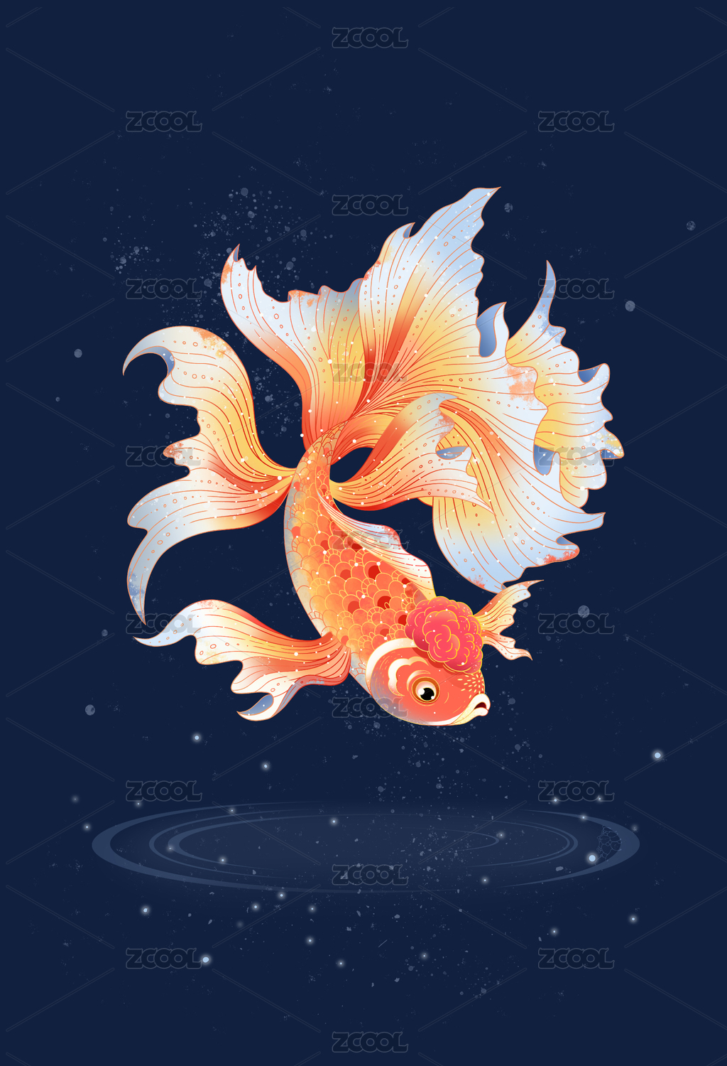 锦鲤国风插画