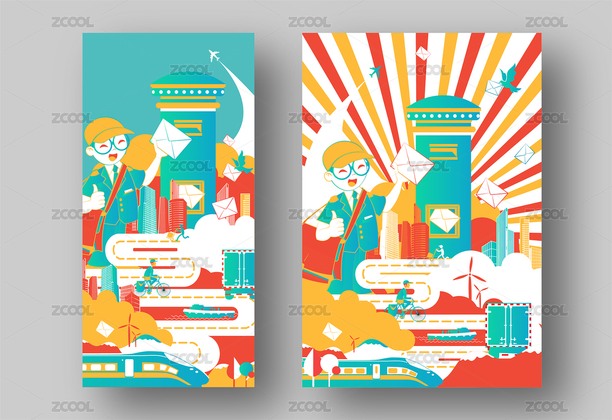 快遞小哥運(yùn)輸行業(yè)插畫（主預(yù)覽-6472962） - 未分類 - 站酷設(shè)計(jì)師向野66原創(chuàng)素材 - 站酷ZCOOL