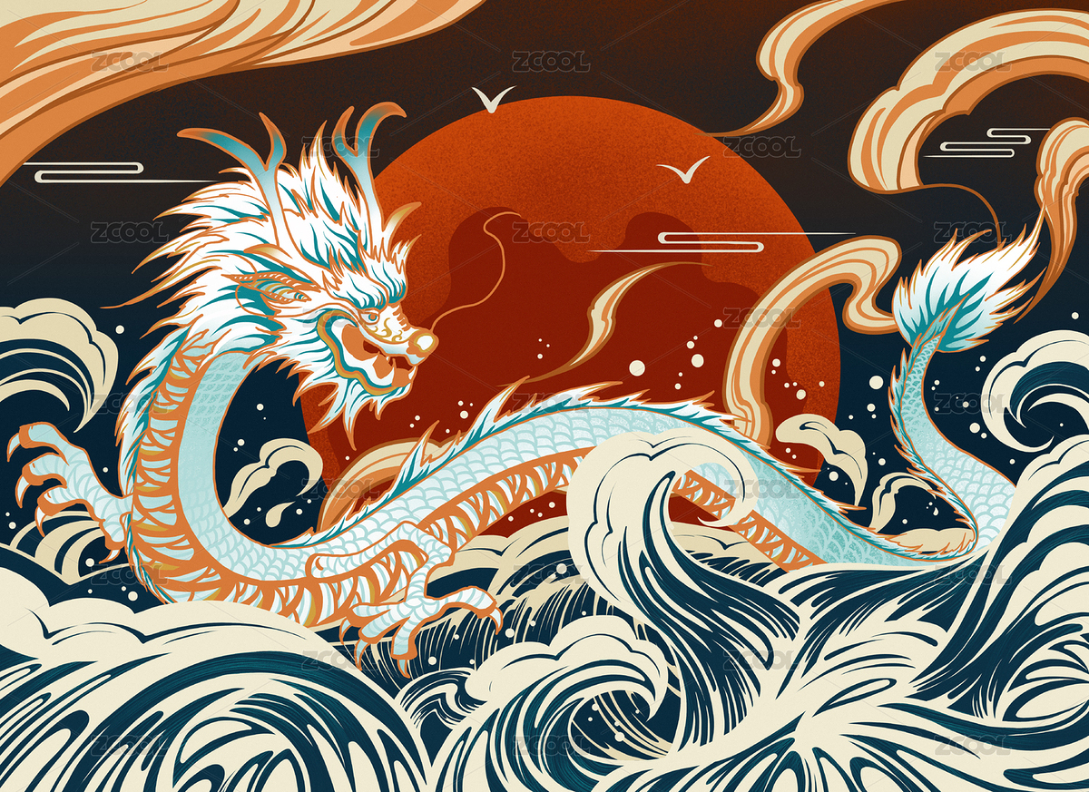 国潮风龙插画横版（主预览-1580139） - 未分类 - 站酷设计师早苏oliver原创素材 - 站酷ZCOOL