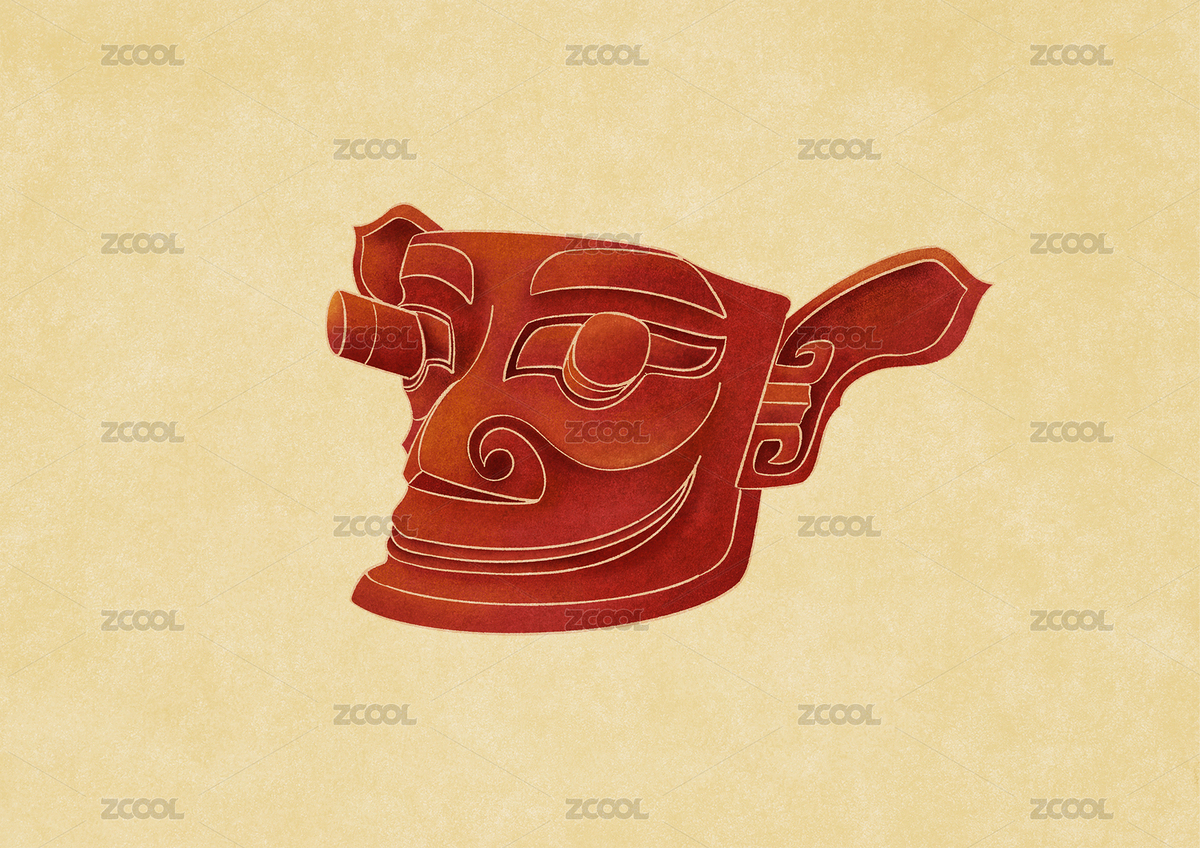 三星堆面具側(cè)面（主預(yù)覽-8502590） - 未分類 - 站酷設(shè)計(jì)師南曉微原創(chuàng)素材 - 站酷ZCOOL