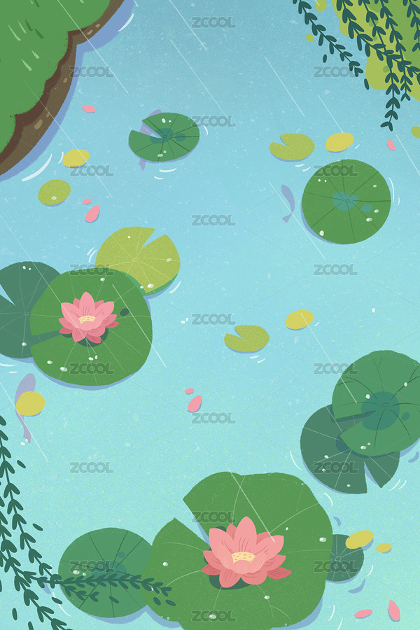 莲花荷叶池塘春天下雨场景（主预览-6383012） - 未分类 - 站酷设计师麋鹿麋鹿__原创素材 - 站酷ZCOOL