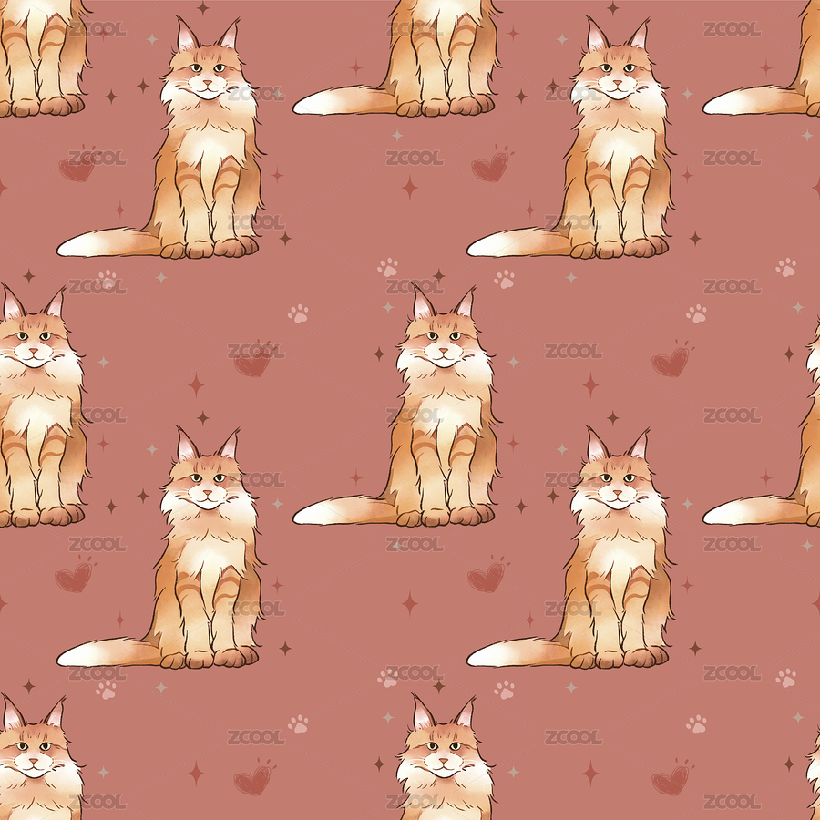 猫猫插画 无缝拼接图案（主预览-11330850） - 未分类 - 站酷设计师萌猫半只原创素材 - 站酷ZCOOL