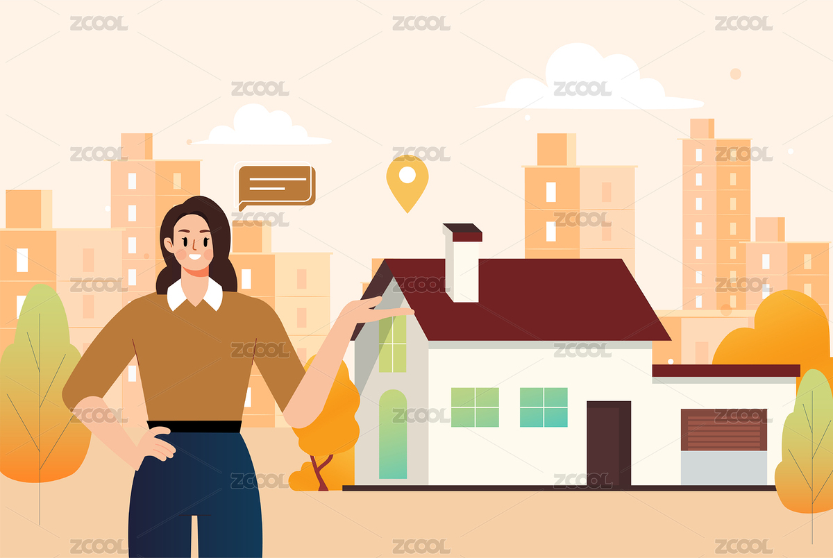 房屋中介销售插画（主预览-5297605） - 未分类 - 站酷设计师速写84原创素材 - 站酷ZCOOL