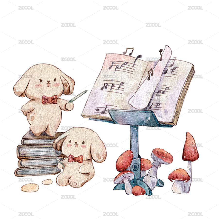 小狗的蘑菇演奏會(huì)（主預(yù)覽-4091697） - 未分類 - 站酷設(shè)計(jì)師尺素素素原創(chuàng)素材 - 站酷ZCOOL