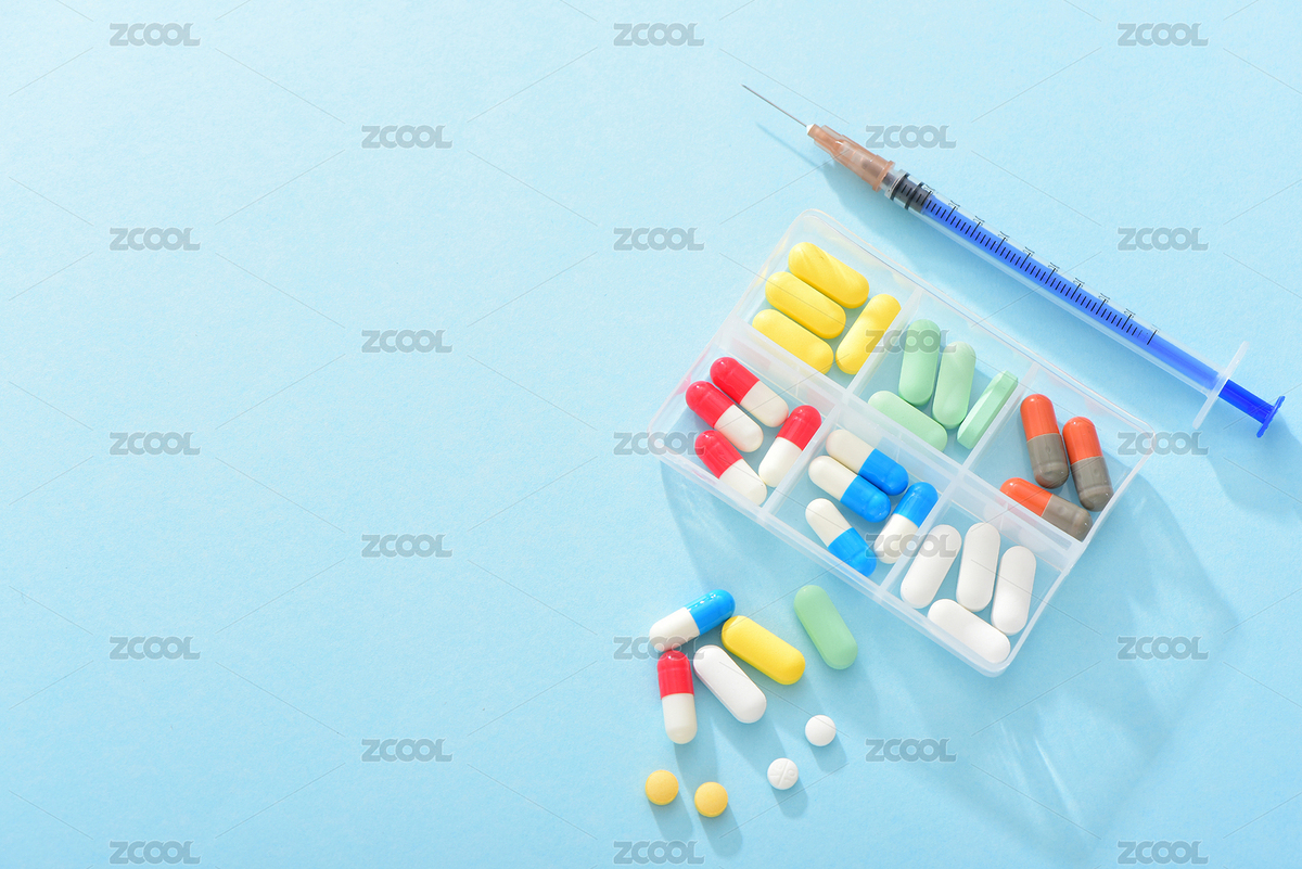 蓝色背景上的注射器和药物——医疗健康概念（主预览-1001824） - 未分类 - 站酷设计师唯亚原创素材 - 站酷ZCOOL