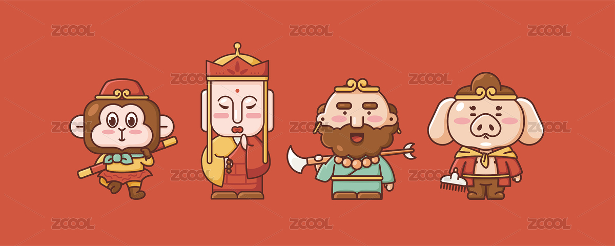 西游記卡通人物造型插畫（主預覽-3444168） - 未分類 - 站酷設(shè)計師Iluola原創(chuàng)素材 - 站酷ZCOOL