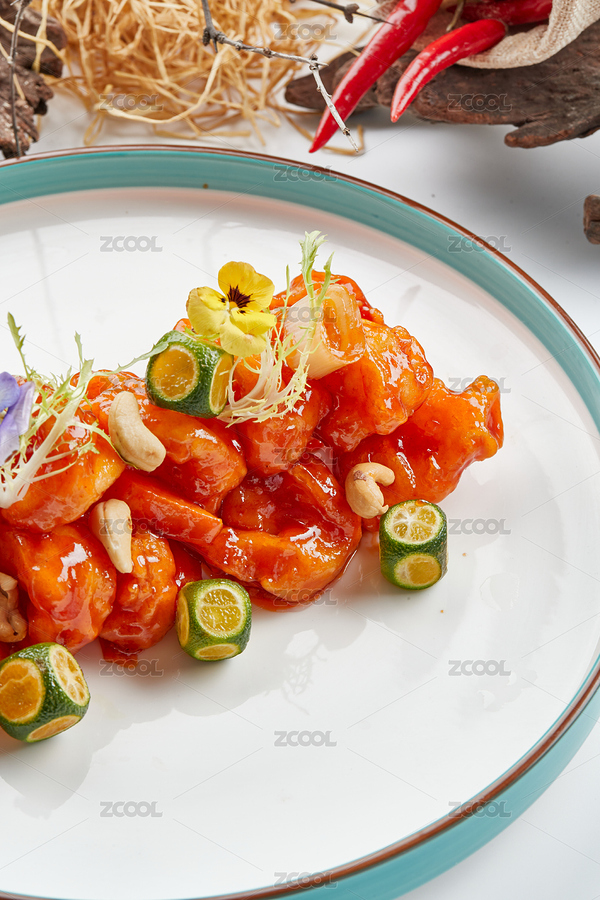 精美瓷餐具装的宫保大虾球（主预览-8631563） - 未分类 - 站酷设计师蓝太阳TNT原创素材 - 站酷ZCOOL