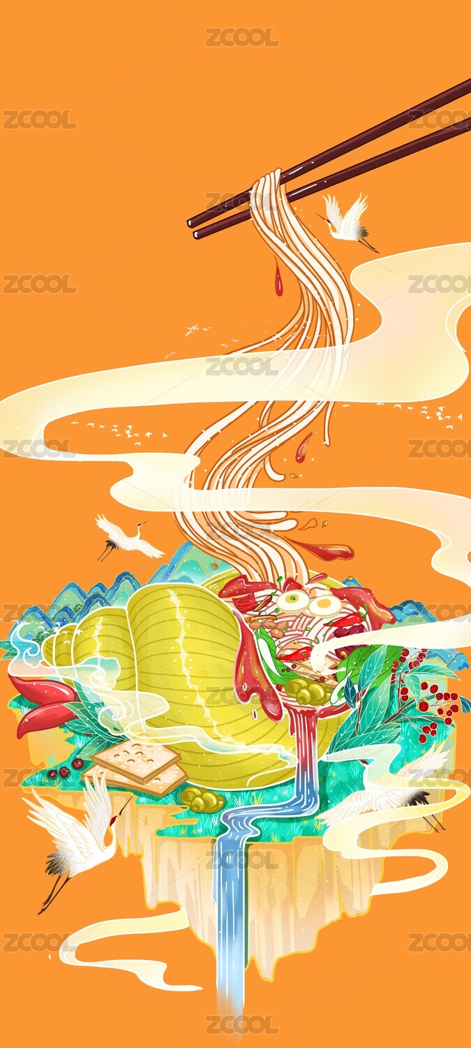 螺蛳粉包装插画设计