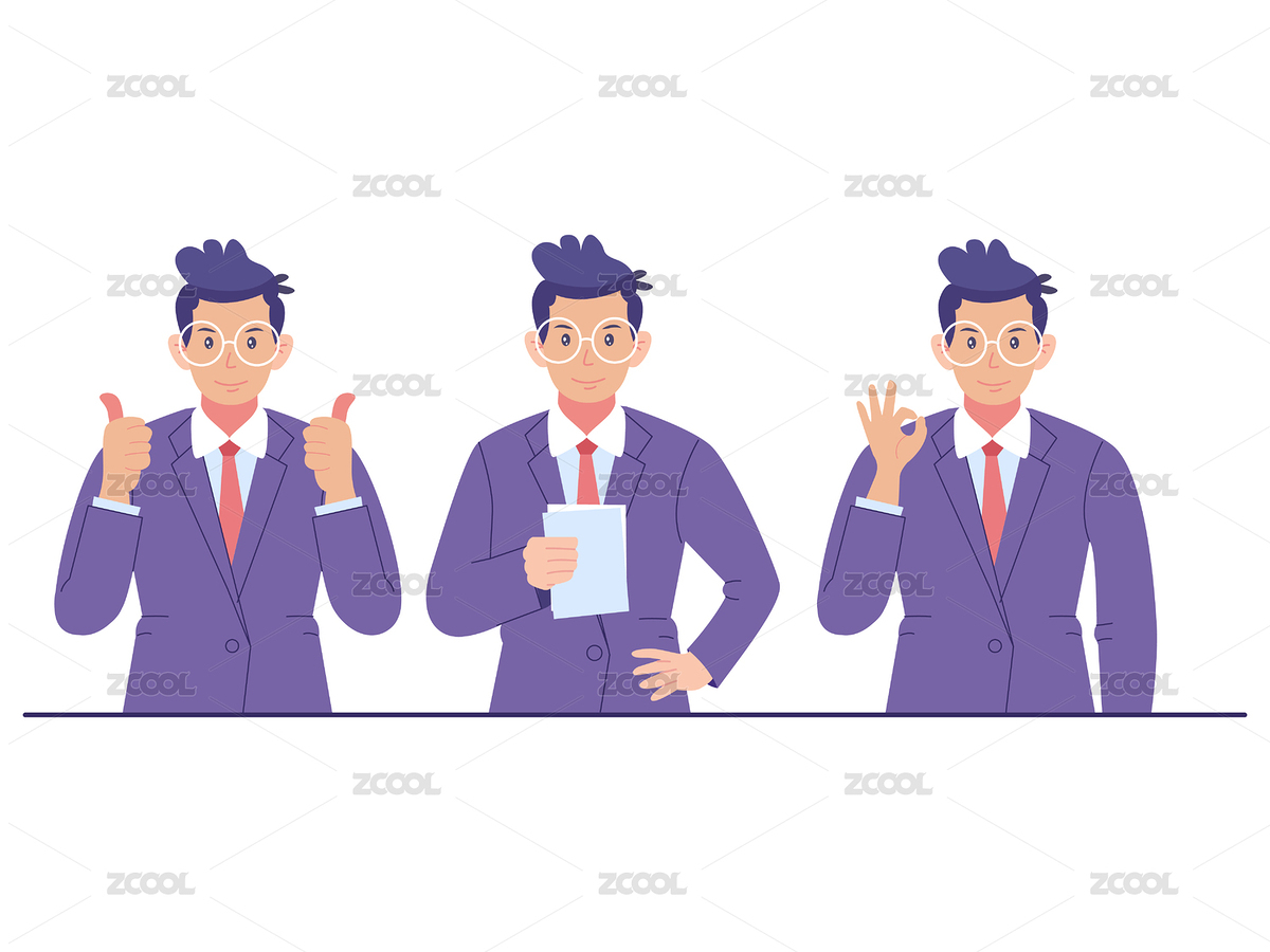 男青年摆出OK点赞和演讲的动作（主预览-3854183） - 未分类 - 站酷设计师扁豆君Dream原创素材 - 站酷ZCOOL