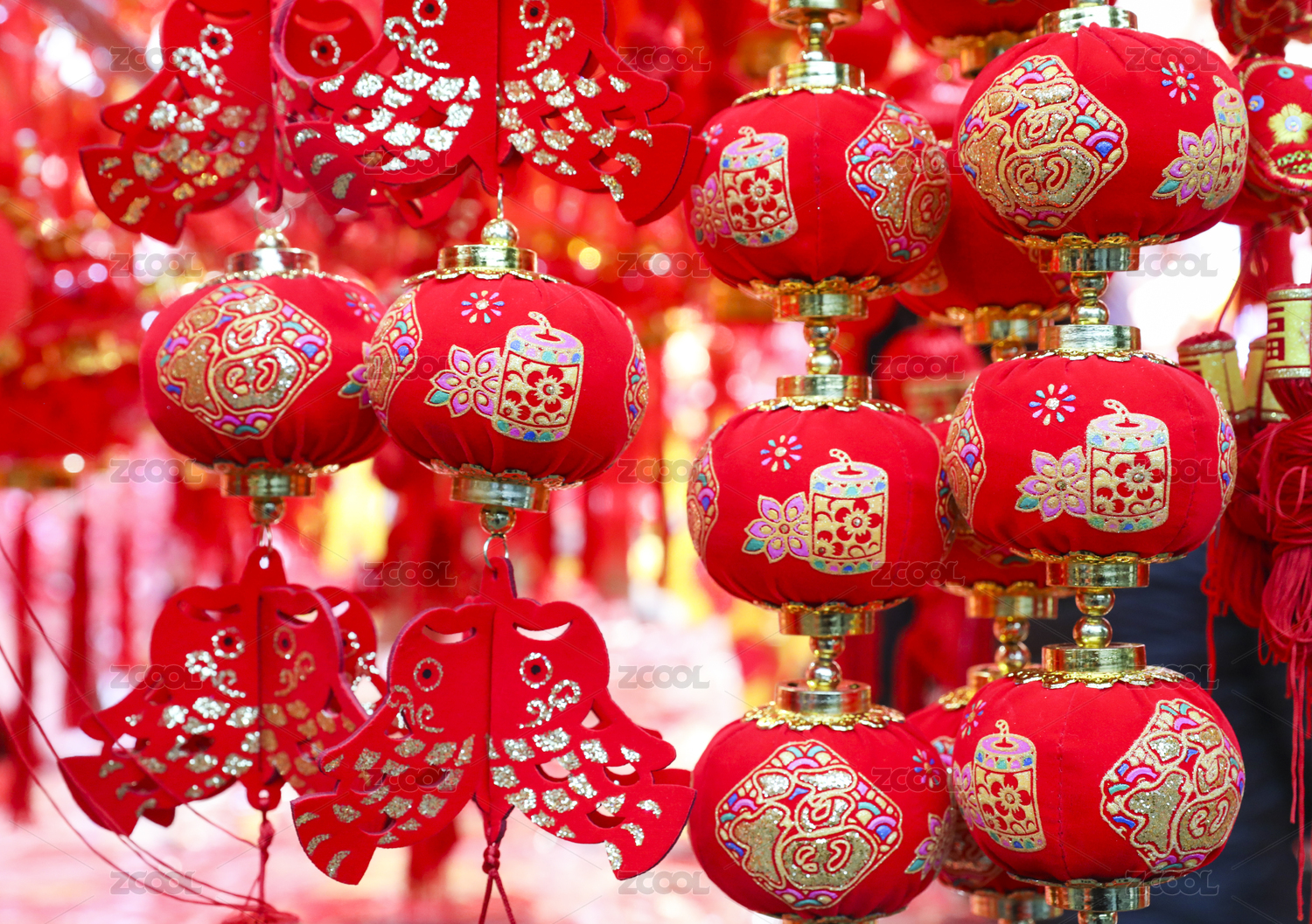 中国春节装饰挂件手工艺品小灯笼特写