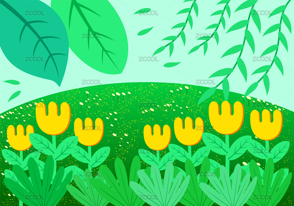 春天油菜花盛开杨柳飘拂插画（主预览-4796984） - 未分类 - 站酷设计师点畅原创素材 - 站酷ZCOOL