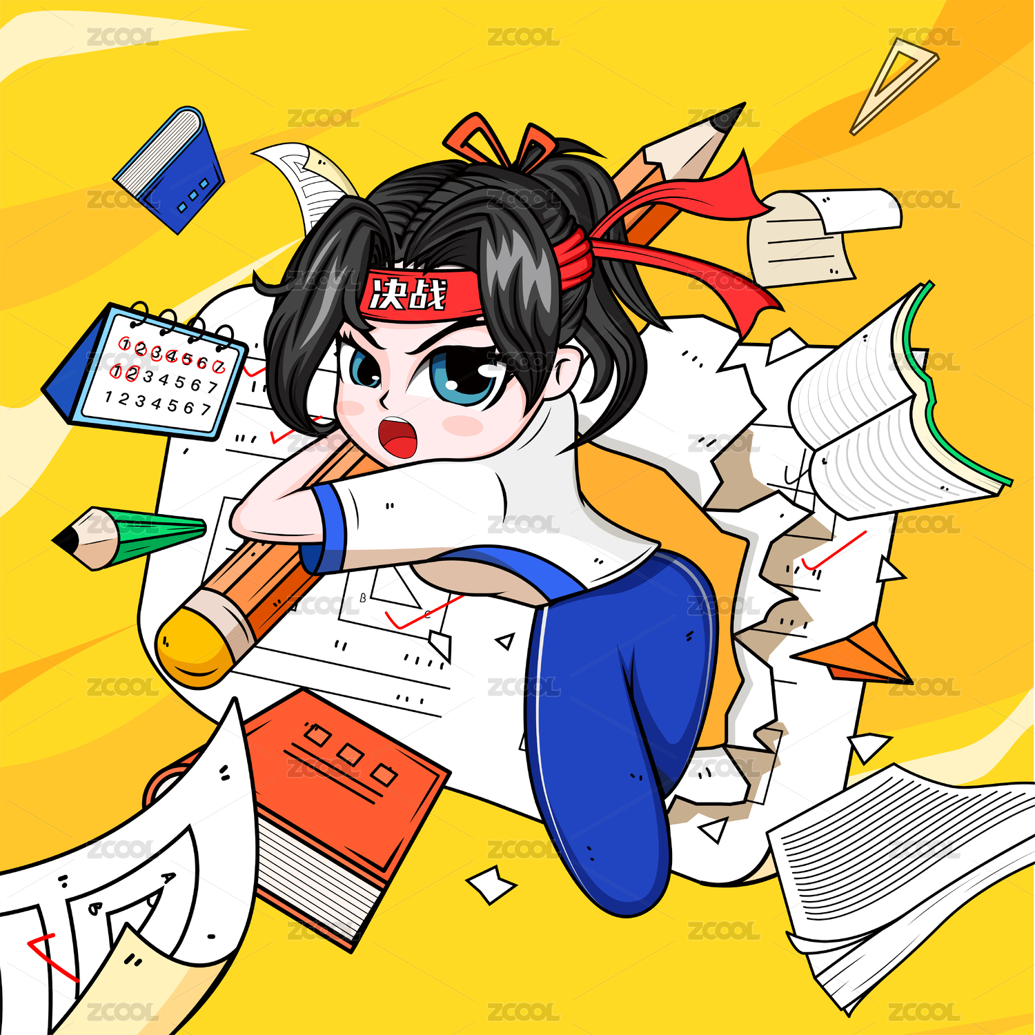 高考考试备考运营矢量插画
