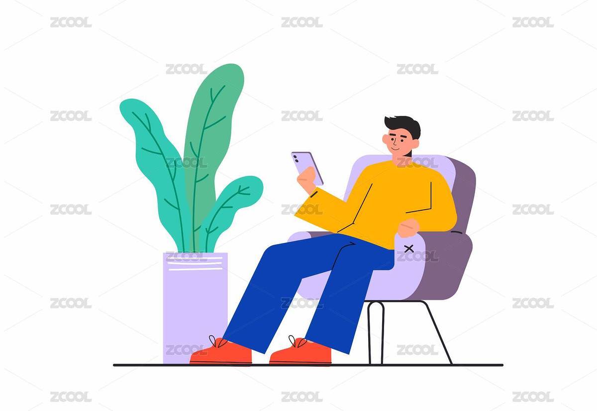 坐著沙發(fā)上看手機的人物矢量插畫（主預(yù)覽-2282735） - 未分類 - 站酷設(shè)計師25yong原創(chuàng)素材 - 站酷ZCOOL