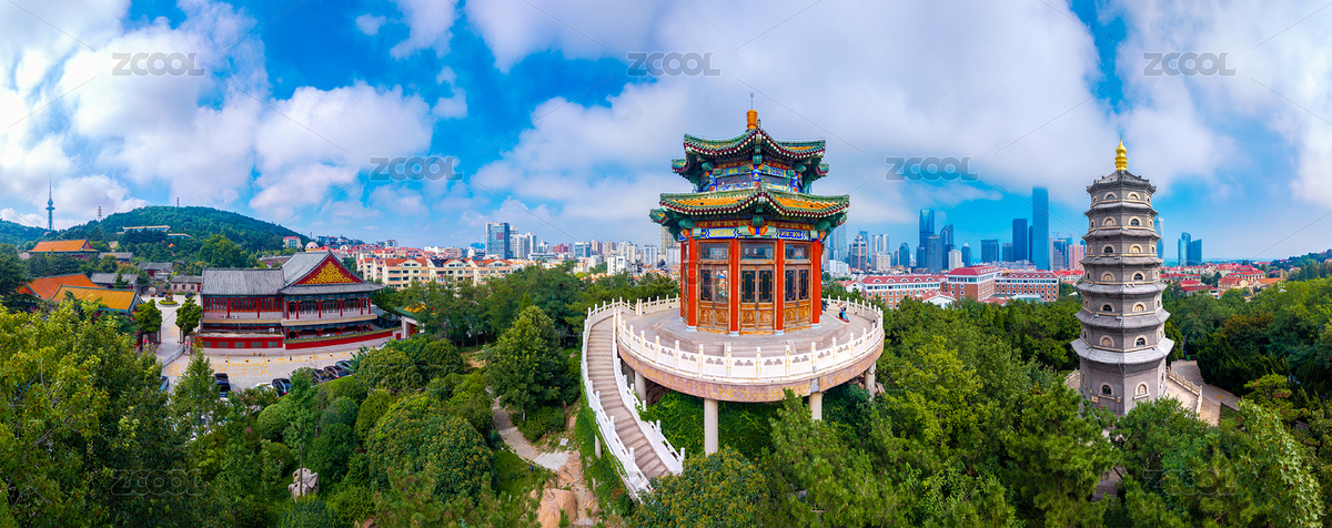 青岛市湛山寺航拍风光（主预览-12280458） - 未分类 - 站酷设计师明湖水原创素材 - 站酷ZCOOL