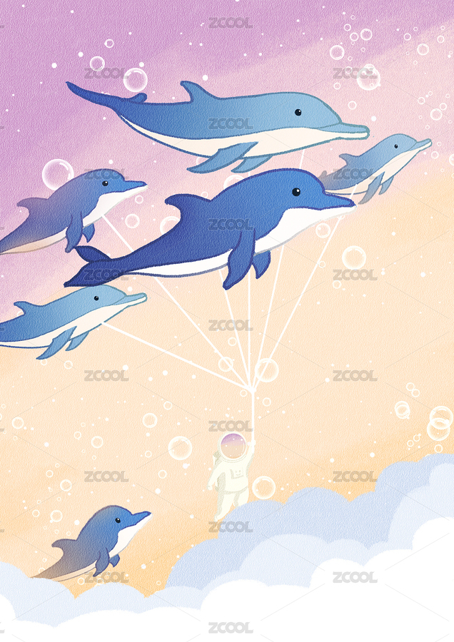 宇航员在海底世界，渐变插画（主预览-4867710） - 未分类 - 站酷设计师魚書鱼书原创素材 - 站酷ZCOOL