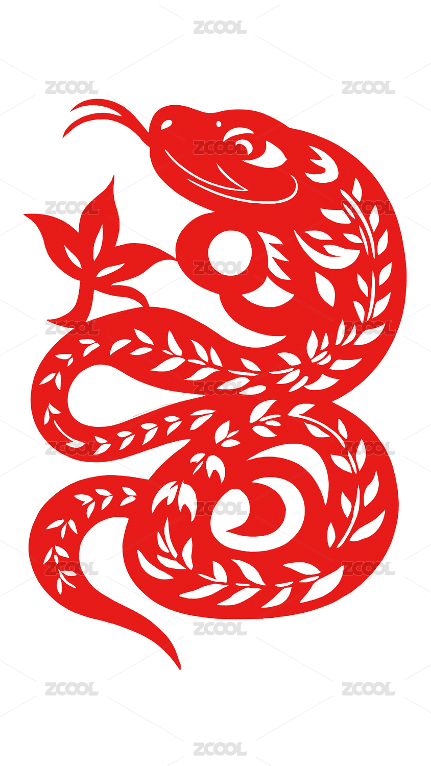 生肖蛇剪纸艺术插画