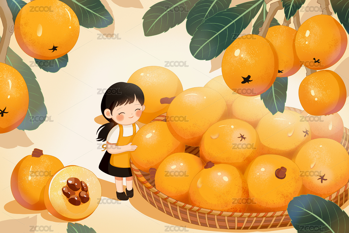 采摘枇杷包装插画（主预览-1544670） - 未分类 - 站酷设计师灯灯登原创素材 - 站酷ZCOOL