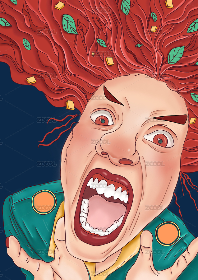 手绘插画之人物感受抓狂（主预览-3909149） - 未分类 - 站酷设计师小熊软糖1234789原创素材 - 站酷ZCOOL