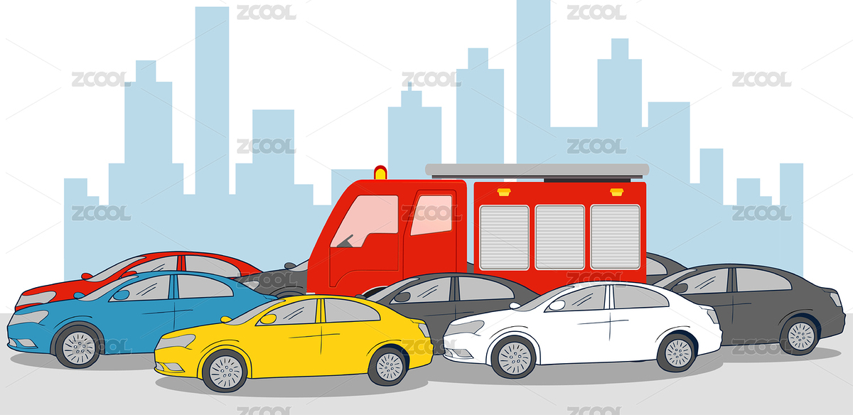 城市消防通道堵车概念插画（主预览-7568177） - 未分类 - 站酷设计师猎茶人原创素材 - 站酷ZCOOL