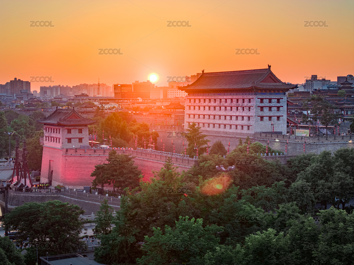 航拍西安城墻永寧門夕陽城市風光（主預覽-7479080） - 未分類 - 站酷設(shè)計師攝影師一佳原創(chuàng)素材 - 站酷ZCOOL
