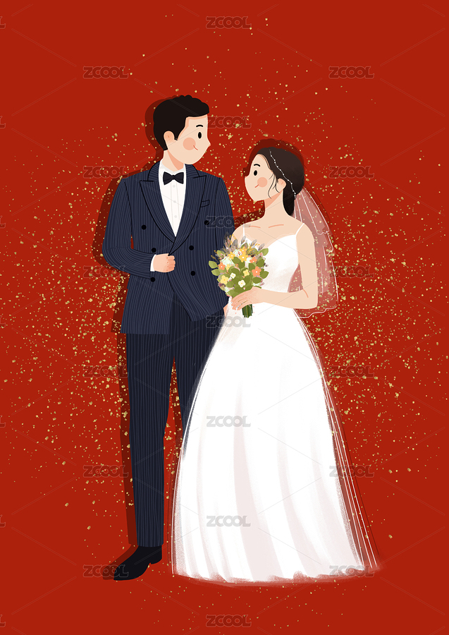 幸福溫暖的一對(duì)新人（主預(yù)覽-7485703） - 未分類 - 站酷設(shè)計(jì)師晚風(fēng)在畫畫原創(chuàng)素材 - 站酷ZCOOL
