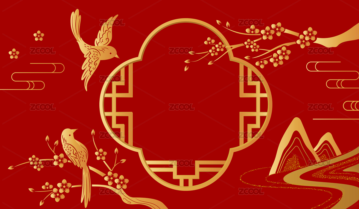 喜鹊与梅花中国风节日背景（主预览-229072） - 未分类 - 站酷设计师七月和笠原创素材 - 站酷ZCOOL