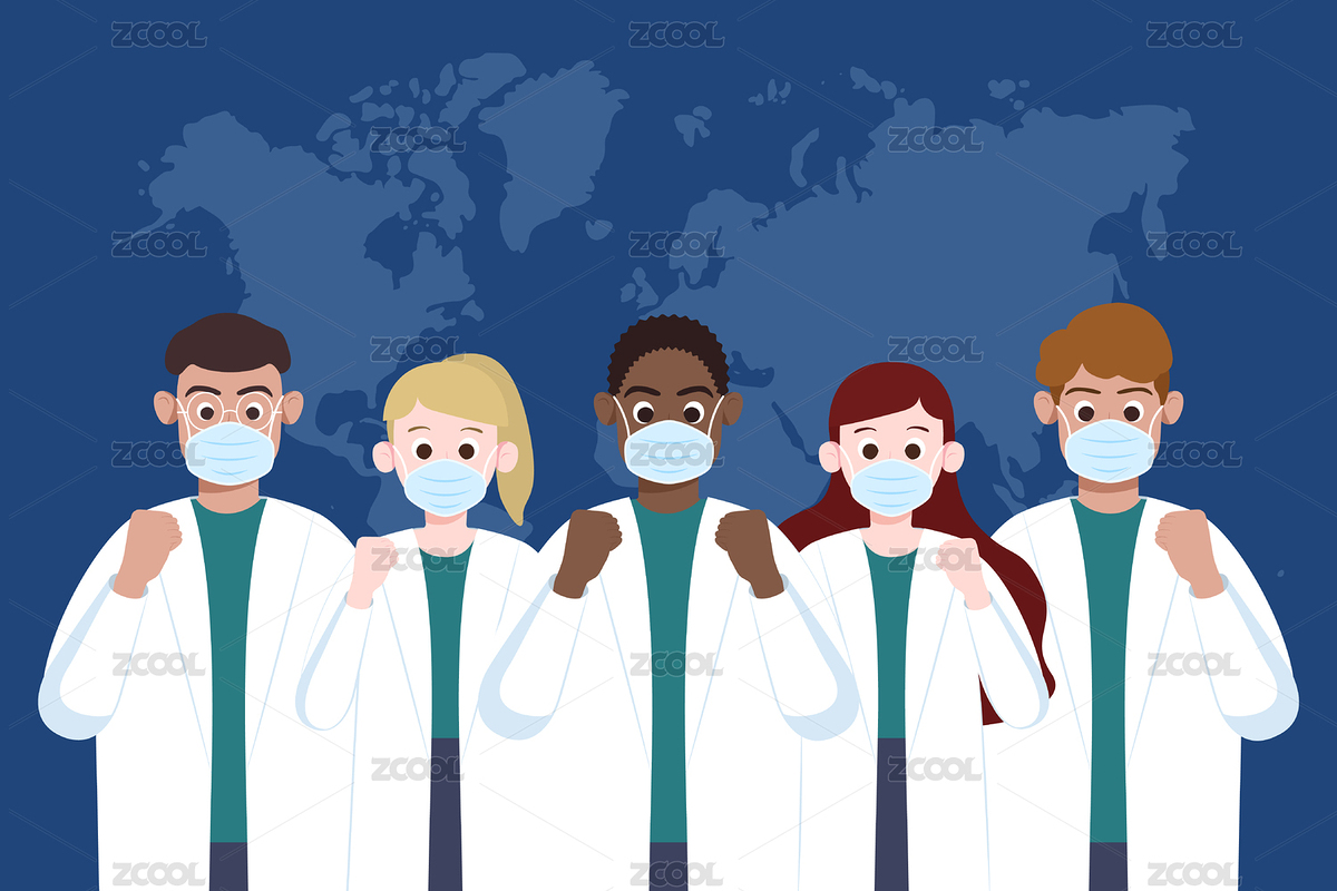 醫(yī)療插畫，全球大流行醫(yī)生護(hù)士加油打氣（主預(yù)覽-8956304） - 未分類 - 站酷設(shè)計(jì)師小幽創(chuàng)意原創(chuàng)素材 - 站酷ZCOOL