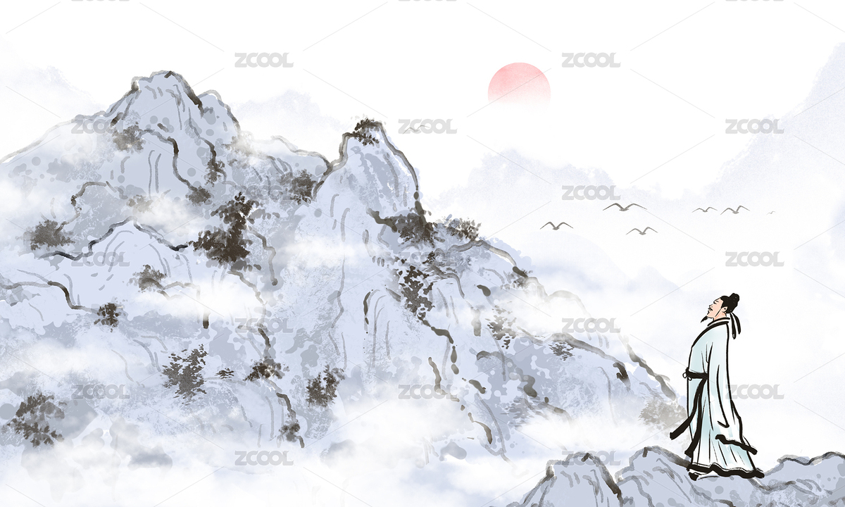 中国传统文化古典诗词古代诗人山水水墨画（主预览-206755） - 未分类 - 站酷设计师果粒Life原创素材 - 站酷ZCOOL