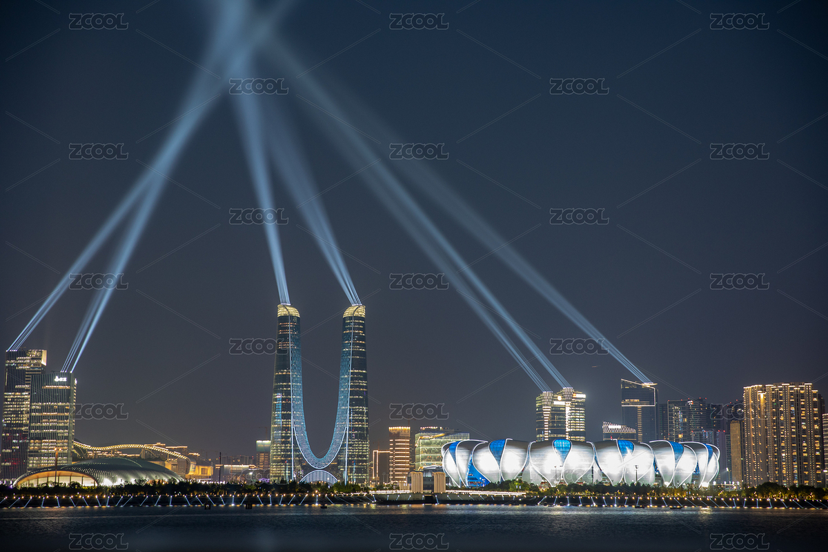 杭州亚运会灯光秀 奥体中心 杭州之门夜景（主预览-5513391） - 未分类 - 站酷设计师初小夏夏原创素材 - 站酷ZCOOL