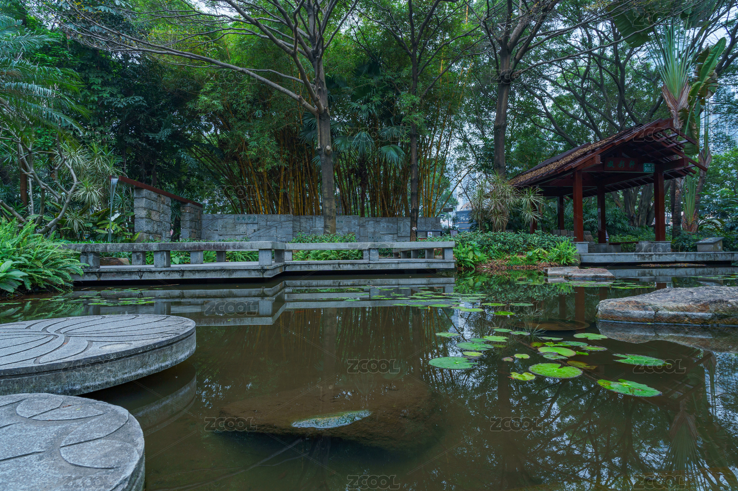 广州珠江公园园林水池水景广场景观设计