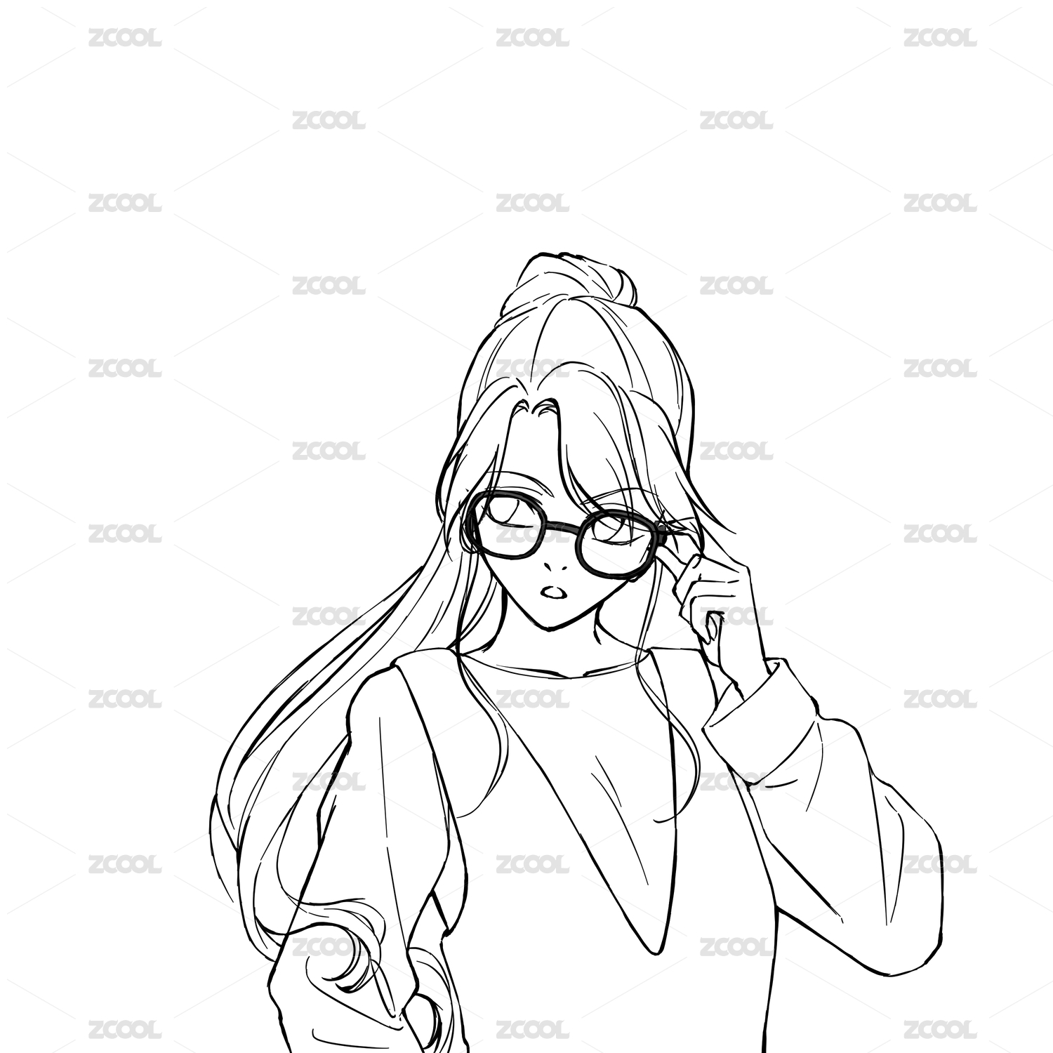 动漫女生线稿