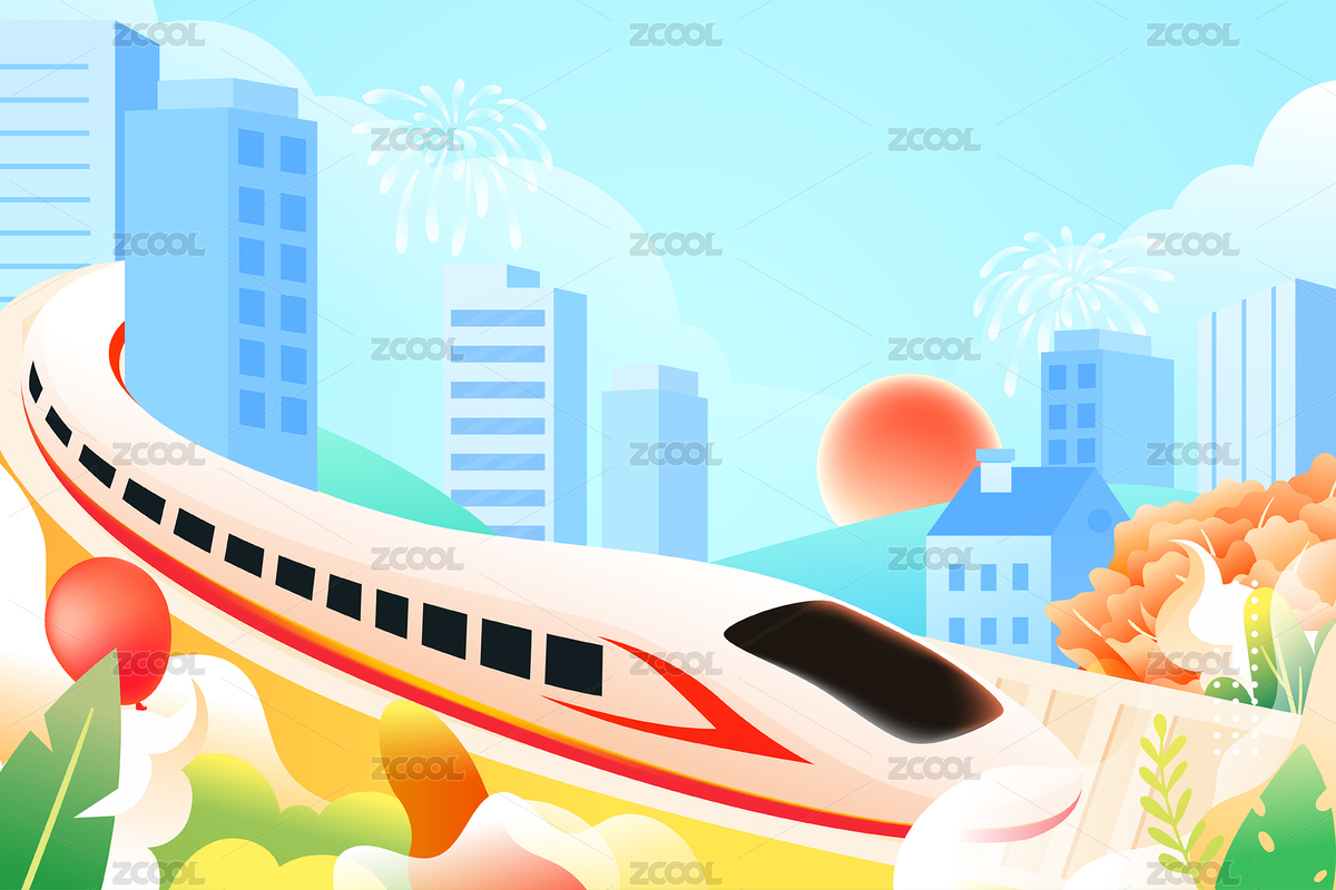 五一勞動(dòng)節(jié)小長(zhǎng)假高鐵出行城市旅游度假插畫（主預(yù)覽-5678797） - 未分類 - 站酷設(shè)計(jì)師熊伍_(kāi)原創(chuàng)素材 - 站酷ZCOOL
