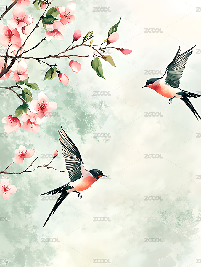 春日飛燕與桃花（主預(yù)覽-2221512） - 未分類 - 站酷設(shè)計(jì)師Mercurius水星原創(chuàng)素材 - 站酷ZCOOL