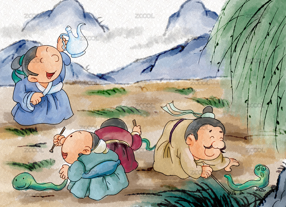 古诗画蛇添足插图（主预览-1198640） - 未分类 - 站酷设计师君君废纸板原创素材 - 站酷ZCOOL