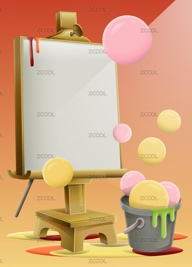 古典画架立空白画布，彩球桶伴漂浮彩球（主预览-10157367） - 未分类 - 站酷设计师Lexkon_Liu原创素材 - 站酷ZCOOL