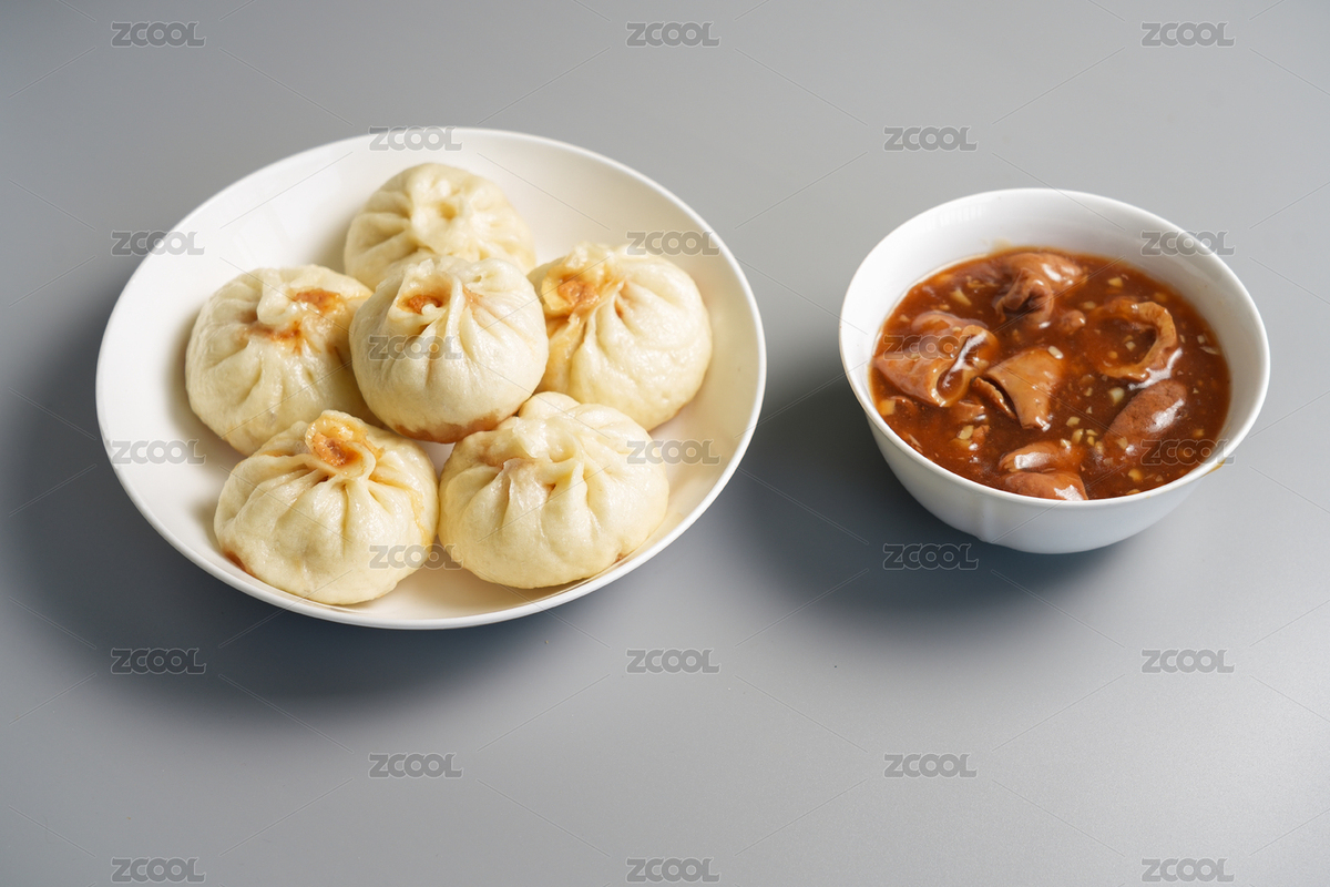 一碗炒肝和一盘包子放在桌面上（主预览-6883595） - 未分类 - 站酷设计师calvin99原创素材 - 站酷ZCOOL