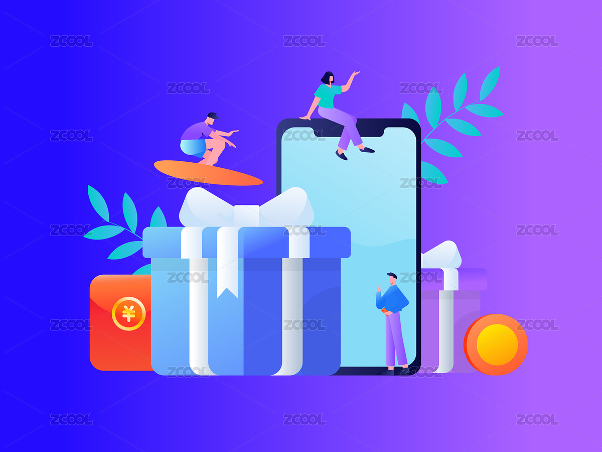 邀请好友获得红包礼物活动背景矢量卡通插画（主预览-6567245） - 未分类 - 站酷设计师黄色房子创意设计原创素材 - 站酷ZCOOL