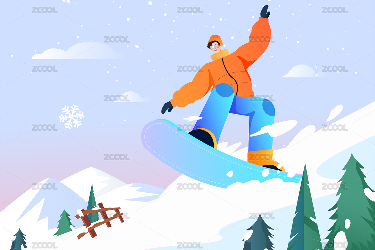 冬日滑雪插画（主预览-3540290） - 未分类 - 站酷设计师速写84原创素材 - 站酷ZCOOL