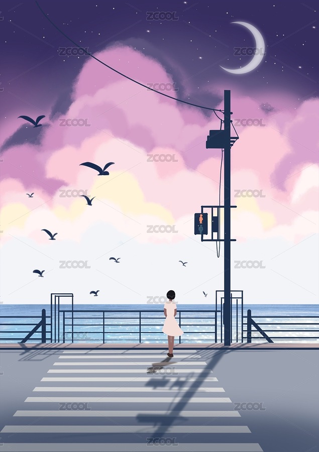 海邊過馬路的女孩（主預(yù)覽-7104101） - 未分類 - 站酷設(shè)計(jì)師沙子Grain原創(chuàng)素材 - 站酷ZCOOL
