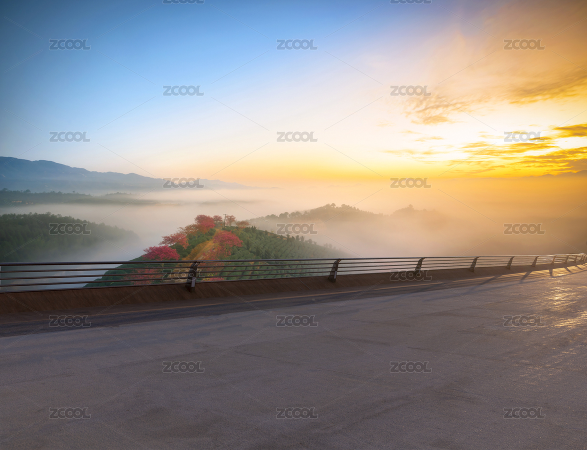 一条从满天朝霞的山边穿过的高速公路（主预览-8754429） - 未分类 - 站酷设计师菲菲1638原创素材 - 站酷ZCOOL