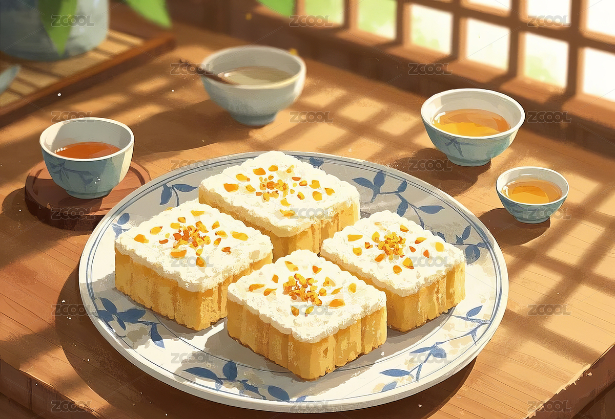 中式糕點桂花糕插畫（主預(yù)覽-6558213） - 未分類 - 站酷設(shè)計師九月浩瀚原創(chuàng)素材 - 站酷ZCOOL