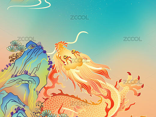 国风山水游龙插画