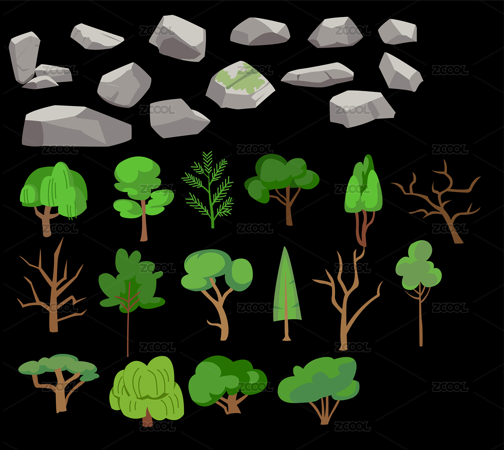 自然元素石头树木（主预览-5258606） - 未分类 - 站酷设计师eletooth原创素材 - 站酷ZCOOL
