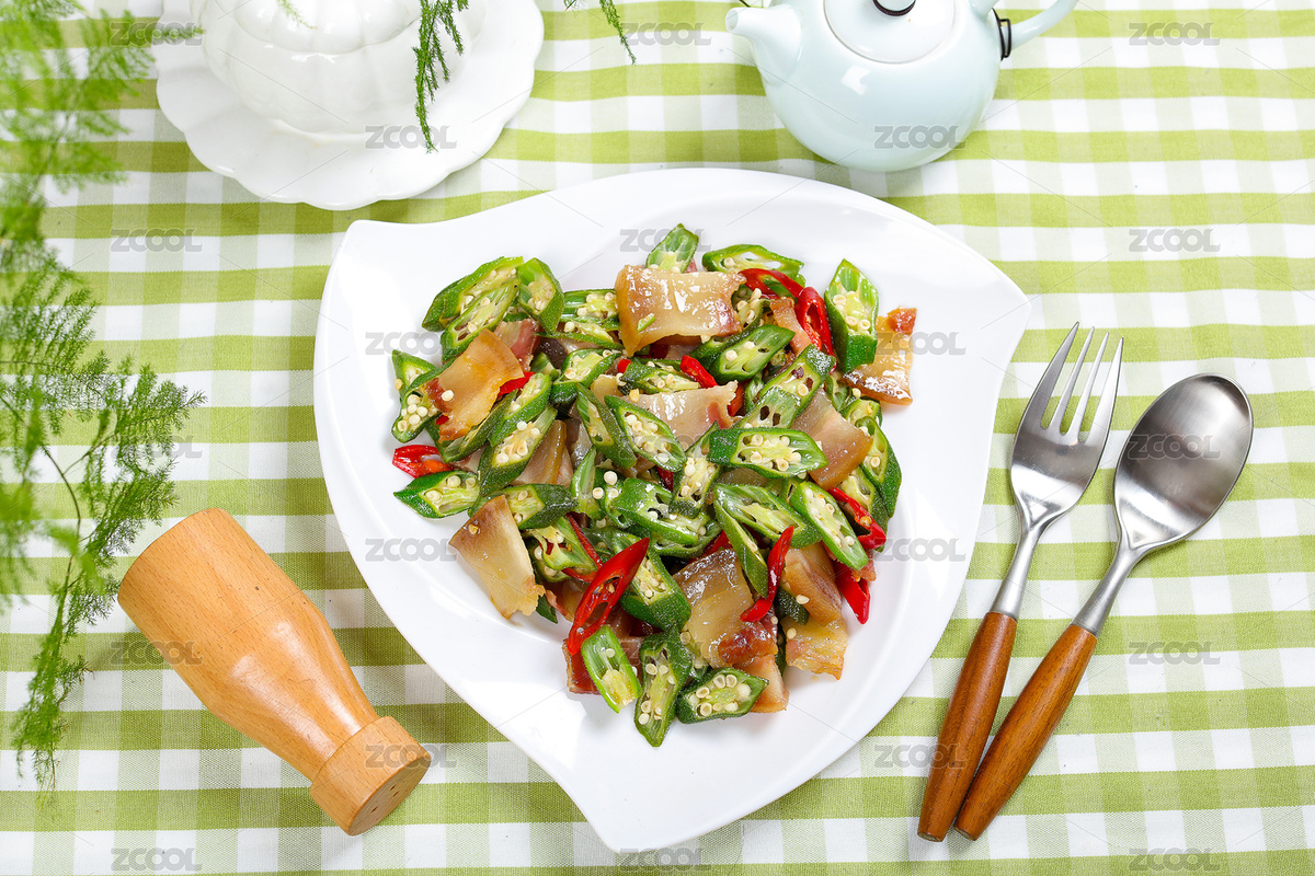家常小炒菜肴秋葵炒臘肉（主預(yù)覽-8384593） - 未分類 - 站酷設(shè)計師曇華碎影原創(chuàng)素材 - 站酷ZCOOL