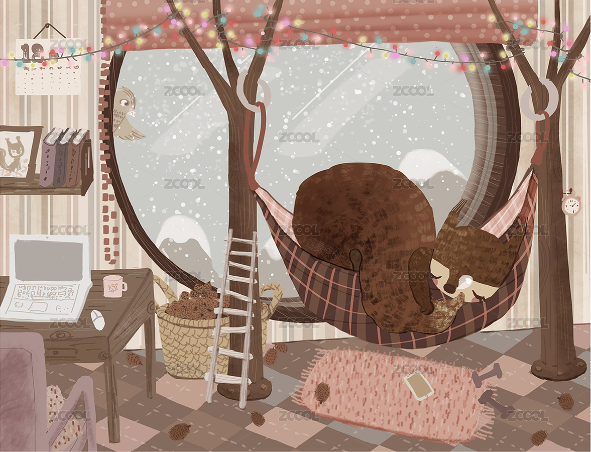 小松鼠的冬眠生活（主預(yù)覽-6364804） - 未分類 - 站酷設(shè)計師甄蓁原創(chuàng)素材 - 站酷ZCOOL